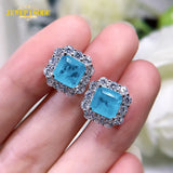 925 Silver Paraiba Tourmaline Ear Stud Earrings