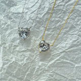 925 Silver Heart Cut Pink Yellow Diamond Pendant Necklace