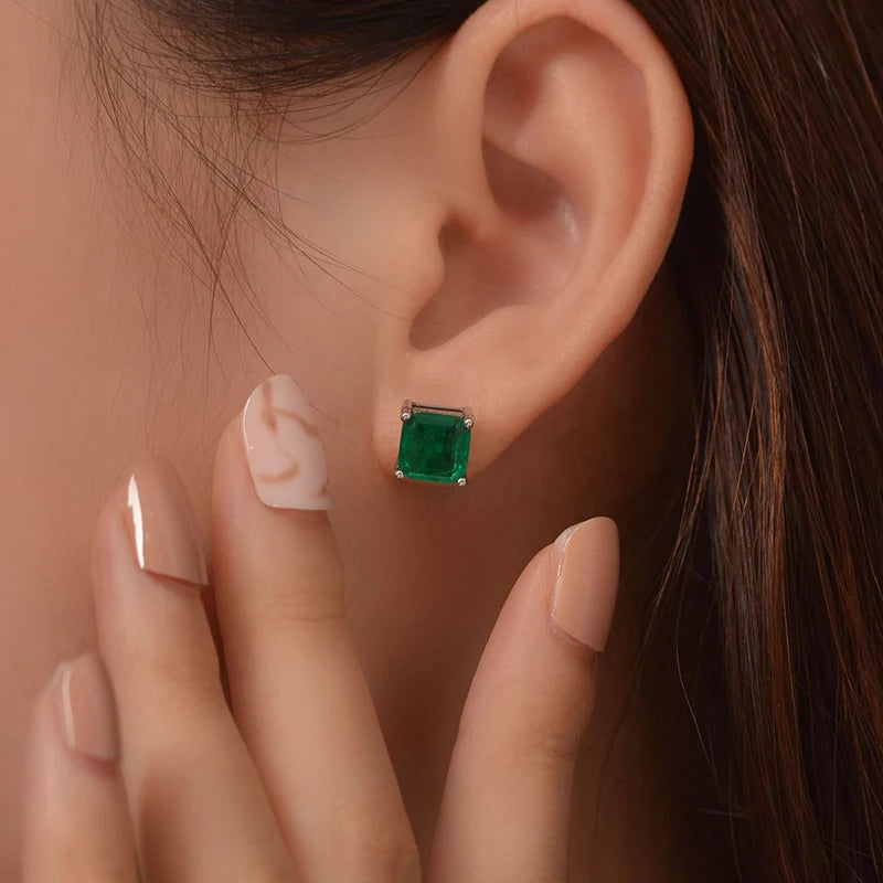 Paraiba Tourmaline Stud Earrings Women 925 Silver Fine Jewelry