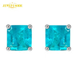Paraiba Tourmaline Stud Earrings Women 925 Silver Fine Jewelry