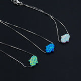 Jewish Opal Hamsa Hand Bracelet with Box Chain