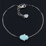 Jewish Opal Hamsa Hand Bracelet with Box Chain