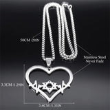 Jewish Hexagram Heart Necklace Star of David Amulet Chain N8095