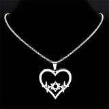 Jewish Hexagram Heart Necklace Star of David Amulet Chain N8095