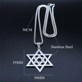 Jewish Hexagram Pendant Necklace Stainless Steel Star of David Christmas Gift