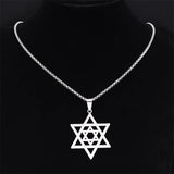 Jewish Hexagram Pendant Necklace Stainless Steel Star of David Christmas Gift