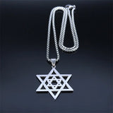 Jewish Hexagram Pendant Necklace Stainless Steel Star of David Christmas Gift