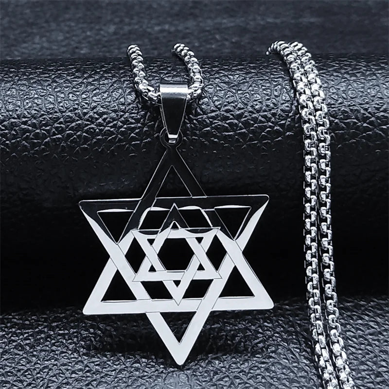 Jewish Hexagram Pendant Necklace Stainless Steel Star of David Christmas Gift