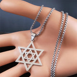 Jewish Hexagram Pendant Necklace Stainless Steel Star of David Christmas Gift