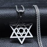 Jewish Hexagram Pendant Necklace Stainless Steel Star of David Christmas Gift