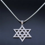 Jewish Hexagram Pendant Necklace Stainless Steel Star of David Christmas Gift