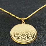 Jewish Tetragrammaton Hebrew Pentagram Stainless Steel Necklace for Men