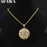 Jewish Tetragrammaton Hebrew Pentagram Stainless Steel Necklace for Men
