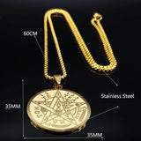 Jewish Tetragrammaton Hebrew Pentagram Stainless Steel Necklace for Men