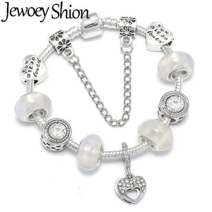 DIY Love Heart Charms Bracelets for Women European Style Jewelry