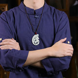 Hand-Carved Natural Jade Dragon Horse Pendant Necklace