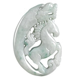 Hand-Carved Natural Jade Dragon Horse Pendant Necklace