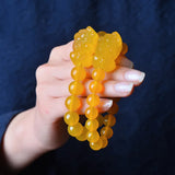 Natural Yellow Agate Lucky Pixiu Bracelet Men Women Couple Jewelry Gift