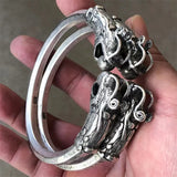 Tibetan Silver Double Dragon Bangles Retro Ethnic Style Jewelry
