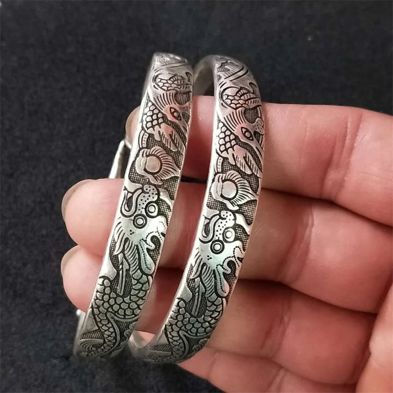 Tibetan Silver Antiquity Bangles Bracelet Ethnic Style Jewelry