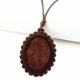 24pcs Wood Pendant Settings Leather Cord Necklace Making