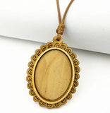 24pcs Wood Pendant Settings Leather Cord Necklace Making