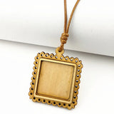24pcs Wood Pendant Settings Leather Cord Necklace Making