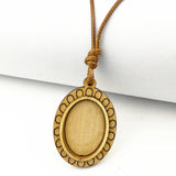 24pcs Wood Pendant Settings Leather Cord Necklace Making