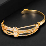 Jimbora Wide Bangle For Women Cubic Zircon Party Wedding Jewelry