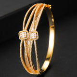 Jimbora Wide Bangle For Women Cubic Zircon Party Wedding Jewelry