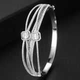 Jimbora Wide Bangle For Women Cubic Zircon Party Wedding Jewelry