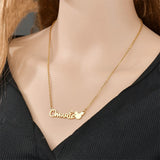 Cartoon Mickey Minnie Name Necklace Stainless Steel Mouse Letter Chain