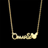 Cartoon Mickey Minnie Name Necklace Stainless Steel Mouse Letter Chain
