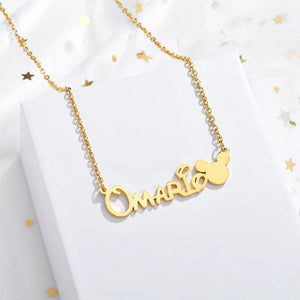 Cartoon Mickey Minnie Name Necklace Stainless Steel Mouse Letter Chain