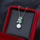 Hetian Jade Female Pendant 925 Silver Pearl Necklace