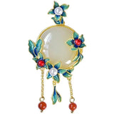 Vintage S925 Silver Plated Hotian Jade Pendant Necklace