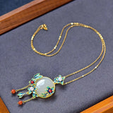 Vintage S925 Silver Plated Hotian Jade Pendant Necklace