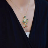 Vintage S925 Silver Plated Hotian Jade Pendant Necklace