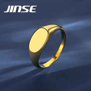 Jinse Stainless Steel Wedding Rings Golden Smooth Couple Rings Jewelry