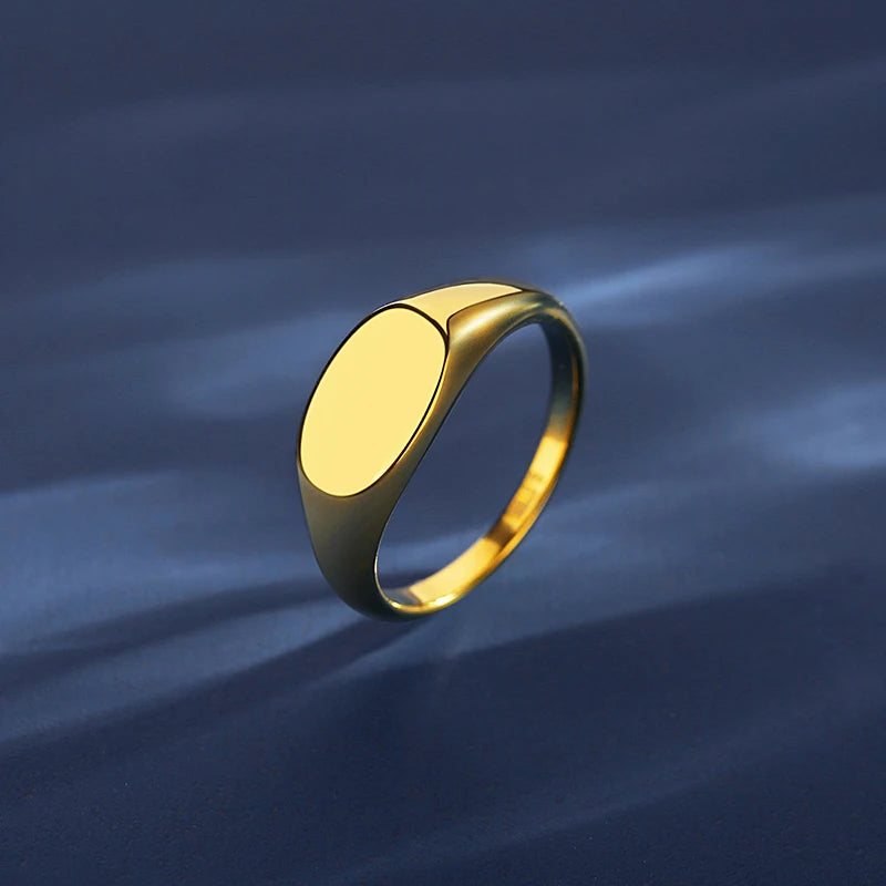Jinse Stainless Steel Wedding Rings Golden Smooth Couple Rings Jewelry