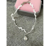 Wave Drop Water Necklace Chain Zircon Choker for Women Girls