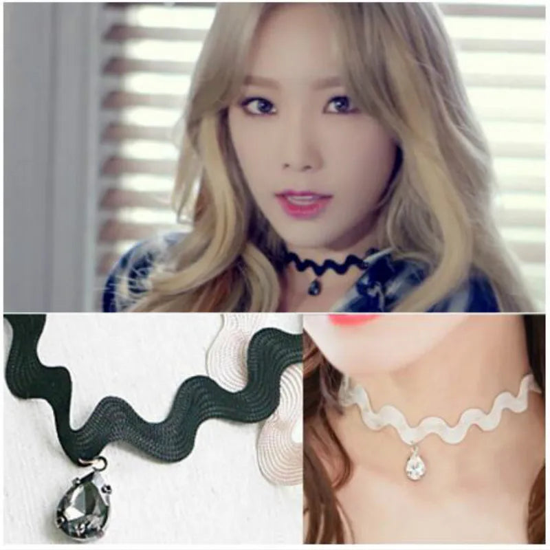 Wave Drop Water Necklace Chain Zircon Choker for Women Girls