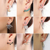 Double Sided Stud Earrings Crystal Ear Jackets Earrings