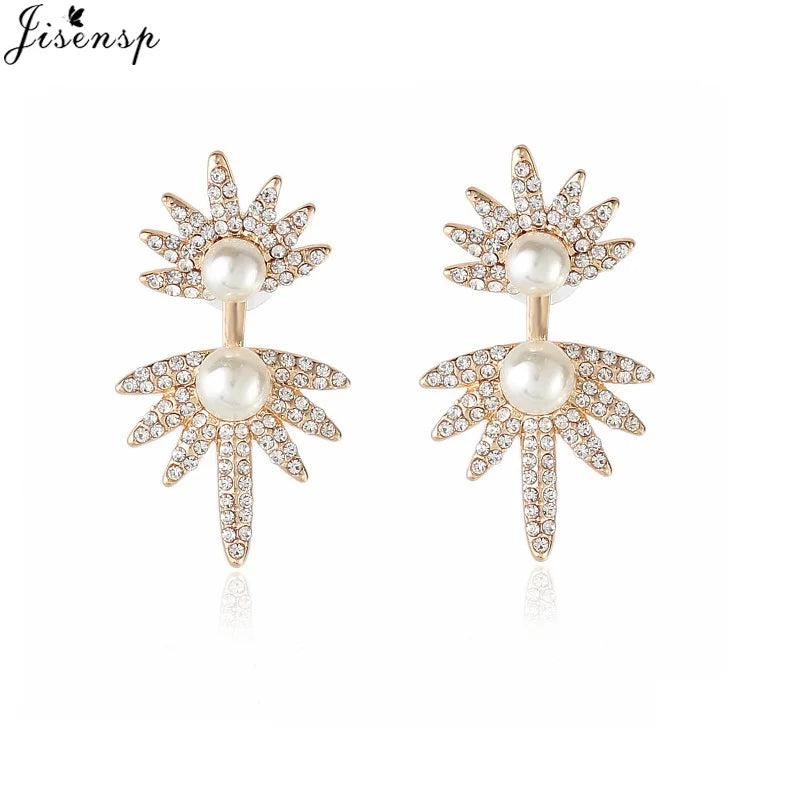 Double Sided Stud Earrings Crystal Ear Jackets Earrings