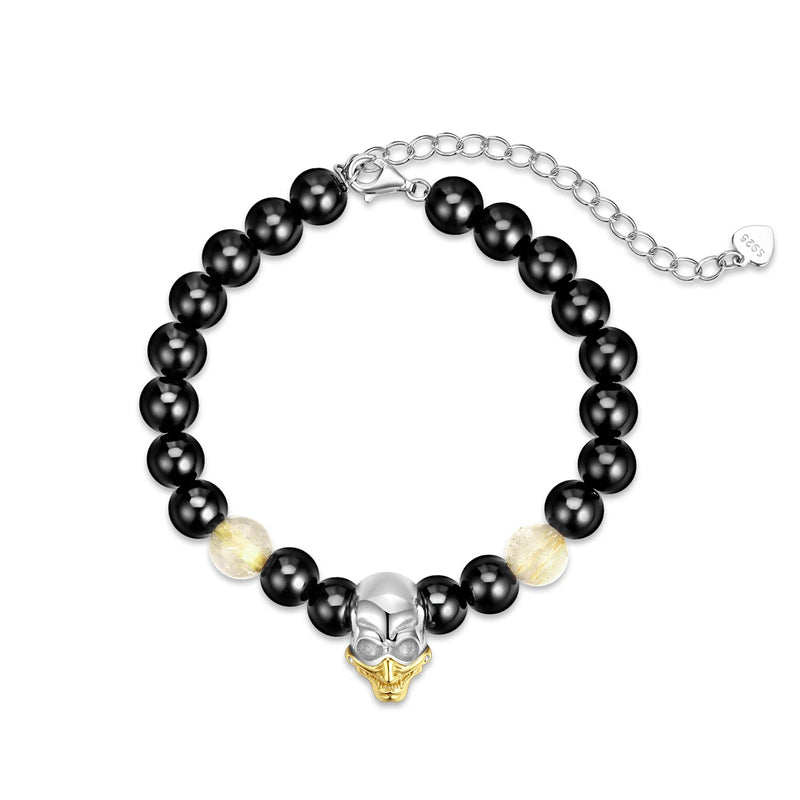 Jiuhao 925 Silver Agate Goldencrystal Skeleton Beads Bracelet Women Gift