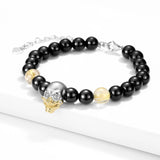 Jiuhao 925 Silver Agate Goldencrystal Skeleton Beads Bracelet Women Gift