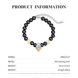 Jiuhao 925 Silver Agate Goldencrystal Skeleton Beads Bracelet Women Gift