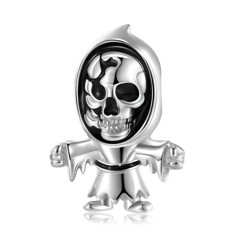 925 Silver Boxing Skull Sports Style Enamel Charm Beads for Women