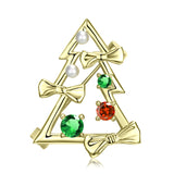 925 Silver CZ Plated Christmas Tree Bows Brooch Gift Women Corsage