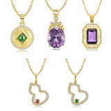 925 Silver Necklace Amethyst Gourd Pendant Jewelry